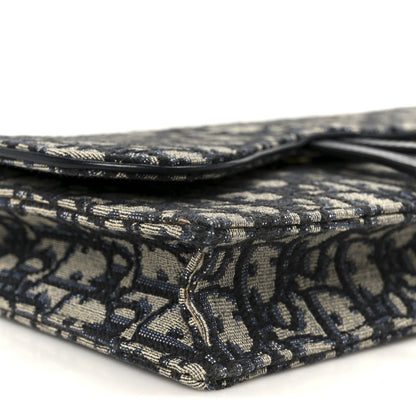 Christian Dior Oblique Saddle Chain Pouch Blue 9 of 10