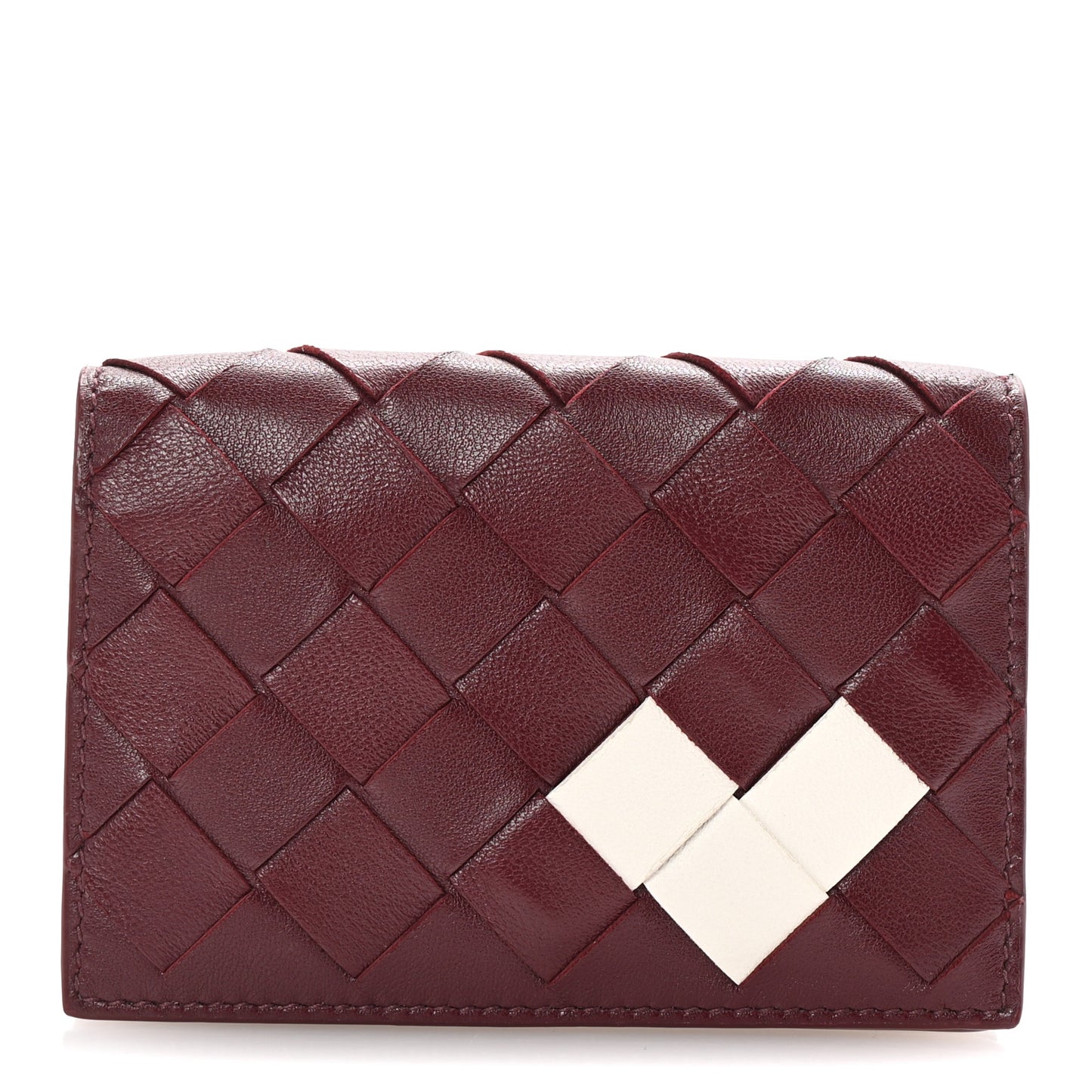 Nappa Intrecciato Heart Card Holder Barolo