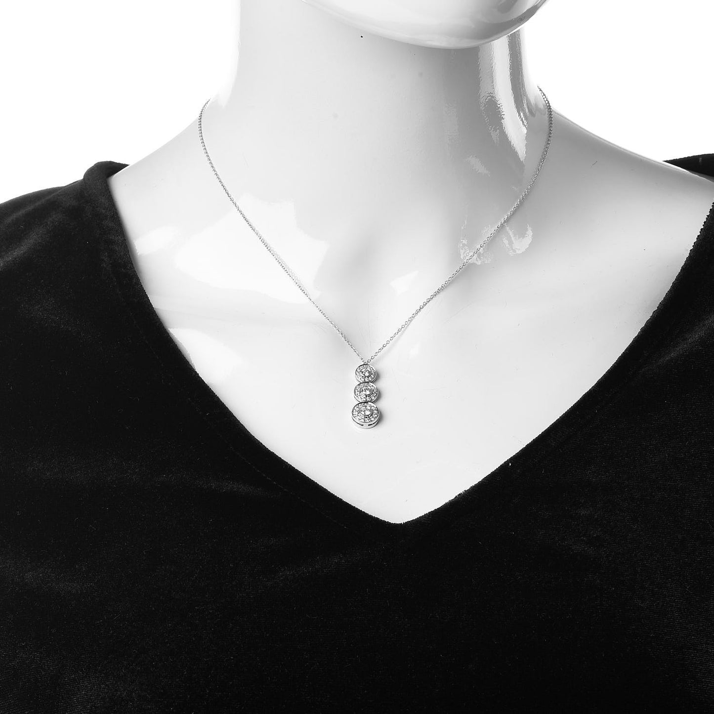 Platinum Diamond Triple Circlet Pendant Necklace