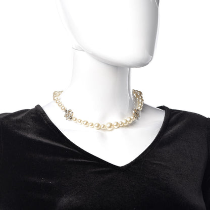 Chanel Crystal Pearl CC Short Necklace Gold 2 of 7
