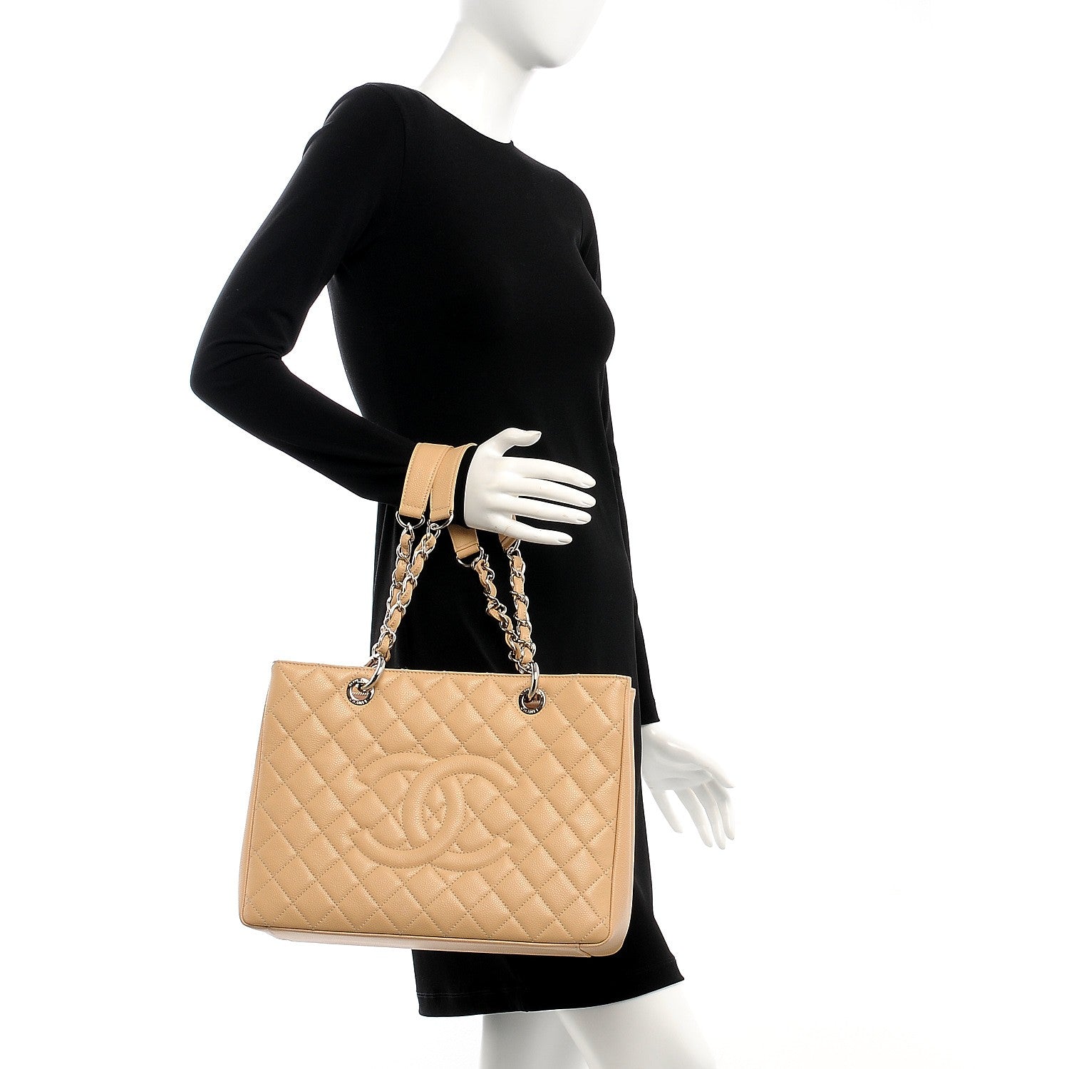Chanel Caviar Quilted Grand Shopping Tote GST Beige Clair 2 of 9