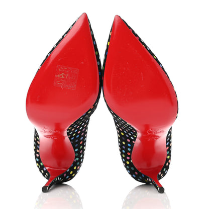 Christian Louboutin Suede Polka Dot Hot Chick 100 Pumps 37.5 Black Multicolor 5 of 8