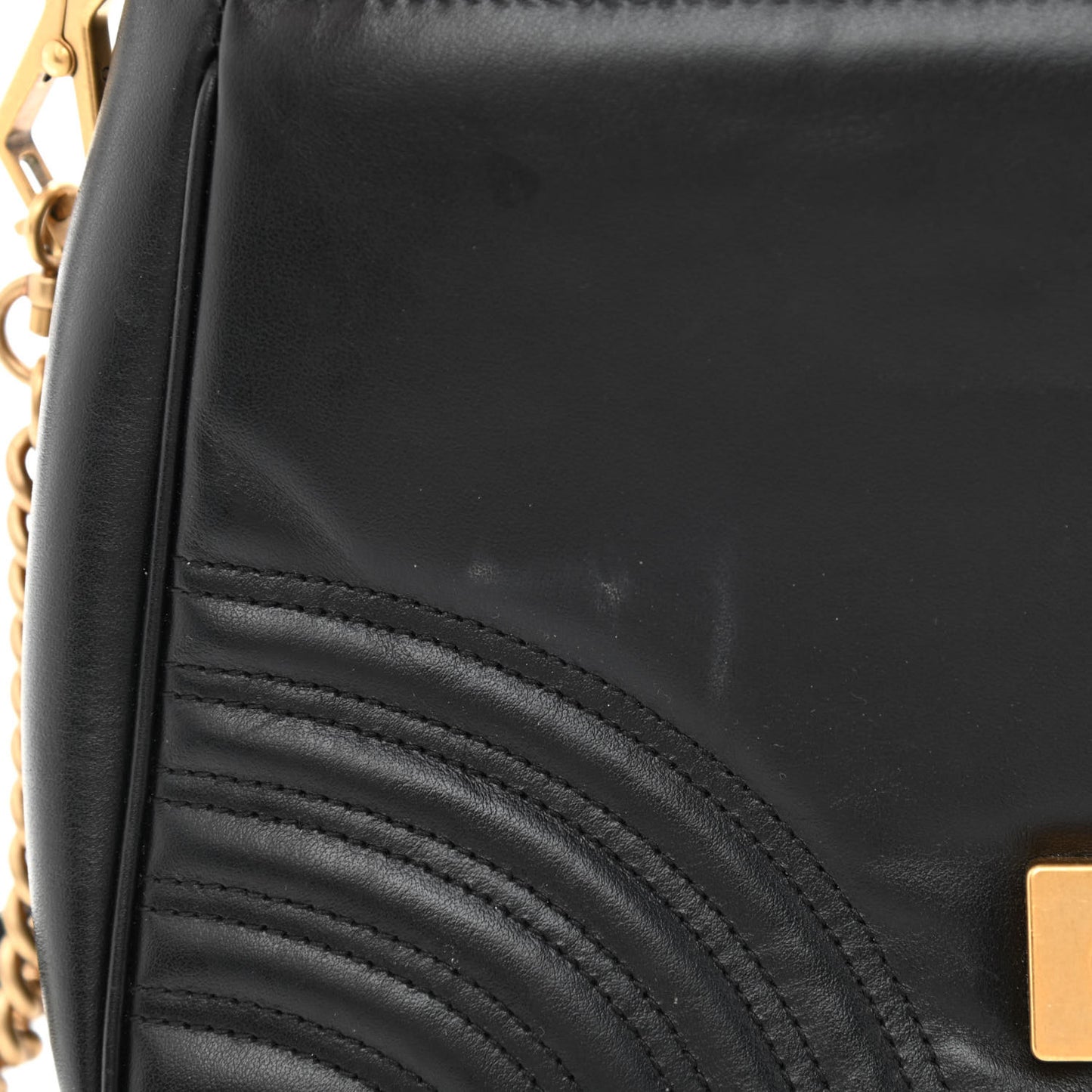 Calfskin Matelasse Small GG Marmont Top Handle Shoulder Bag Black