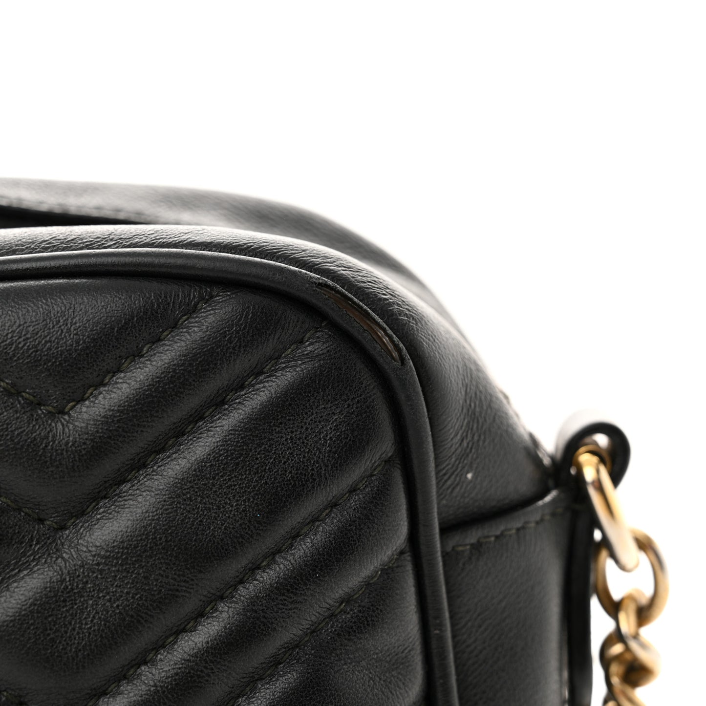 Calfskin Matelasse Small GG Marmont Chain Shoulder Bag Black