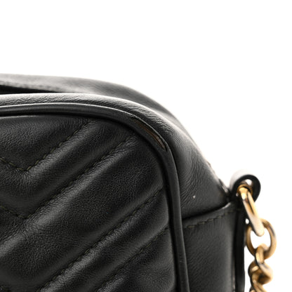 Gucci Calfskin Matelasse Small GG Marmont Chain Shoulder Bag Black 11 of 17