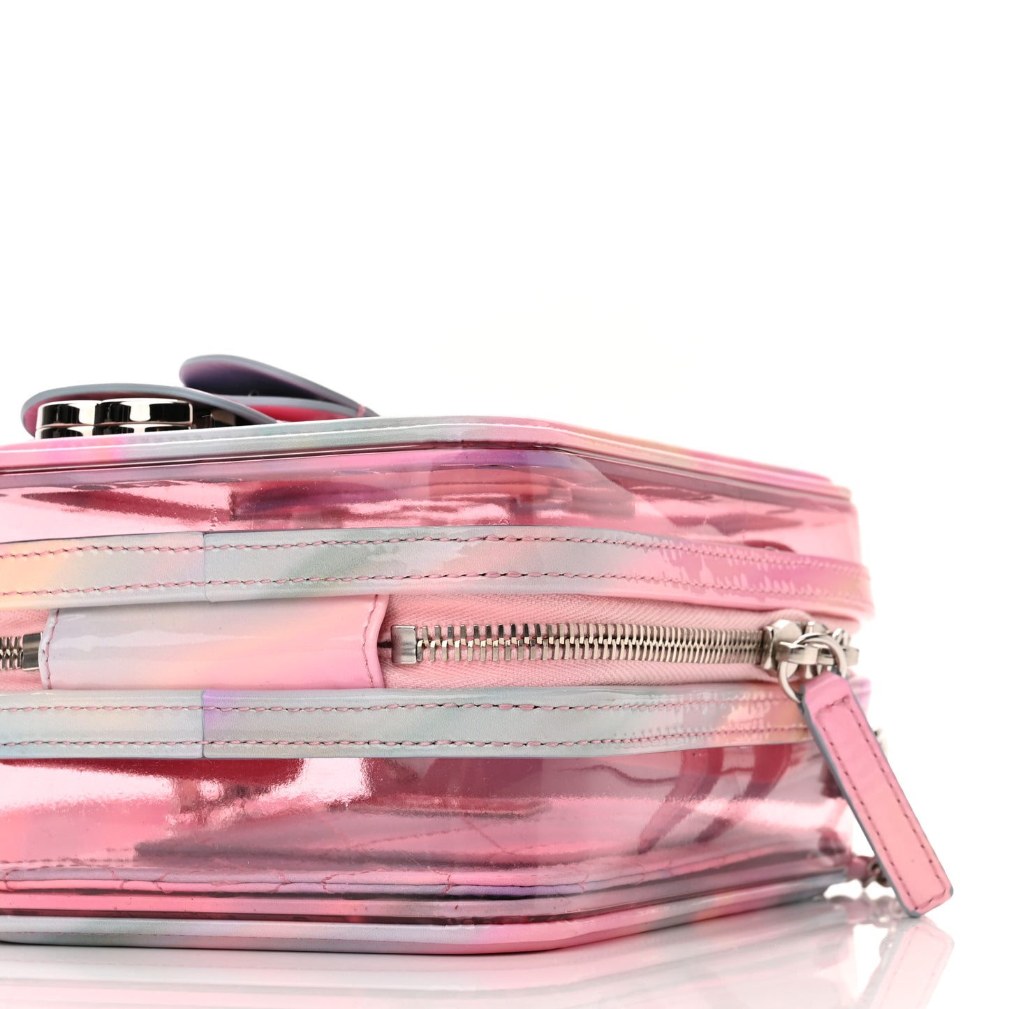 PVC Patent Calfskin Patent Lambskin Vertical Vanity Case Pink