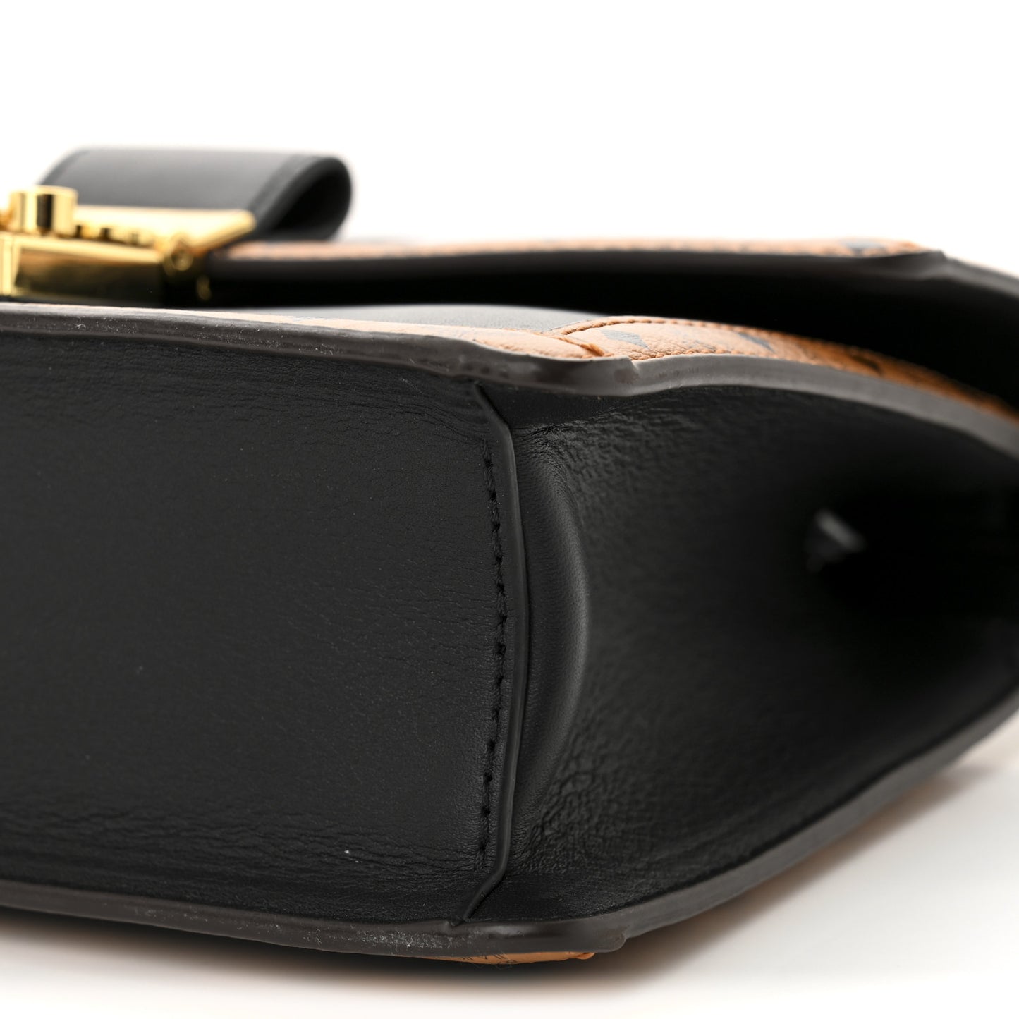 Calfskin Visetos Monogram Studded Tracy Crossbody Bag Black Cognac