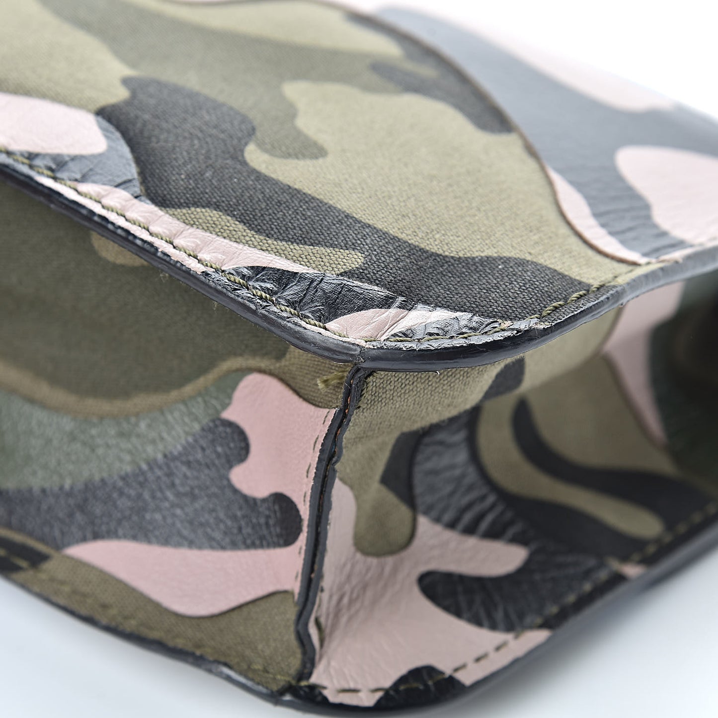 Nappa Canvas Camouflage Medium Glam Lock Rockstud Flap Blue Fluo