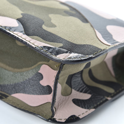 Valentino Garavani Nappa Canvas Camouflage Medium Glam Lock Rockstud Flap Blue Fluo 10 of 13