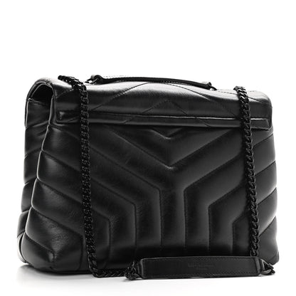 Saint Laurent Calfskin Y Quilted Monogram Small Loulou Chain Satchel Black 3 of 11