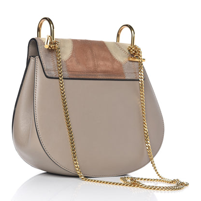 Chloe Suede Calfskin Patchwork Drew Shoulder Bag Motty Grey 3 of 14