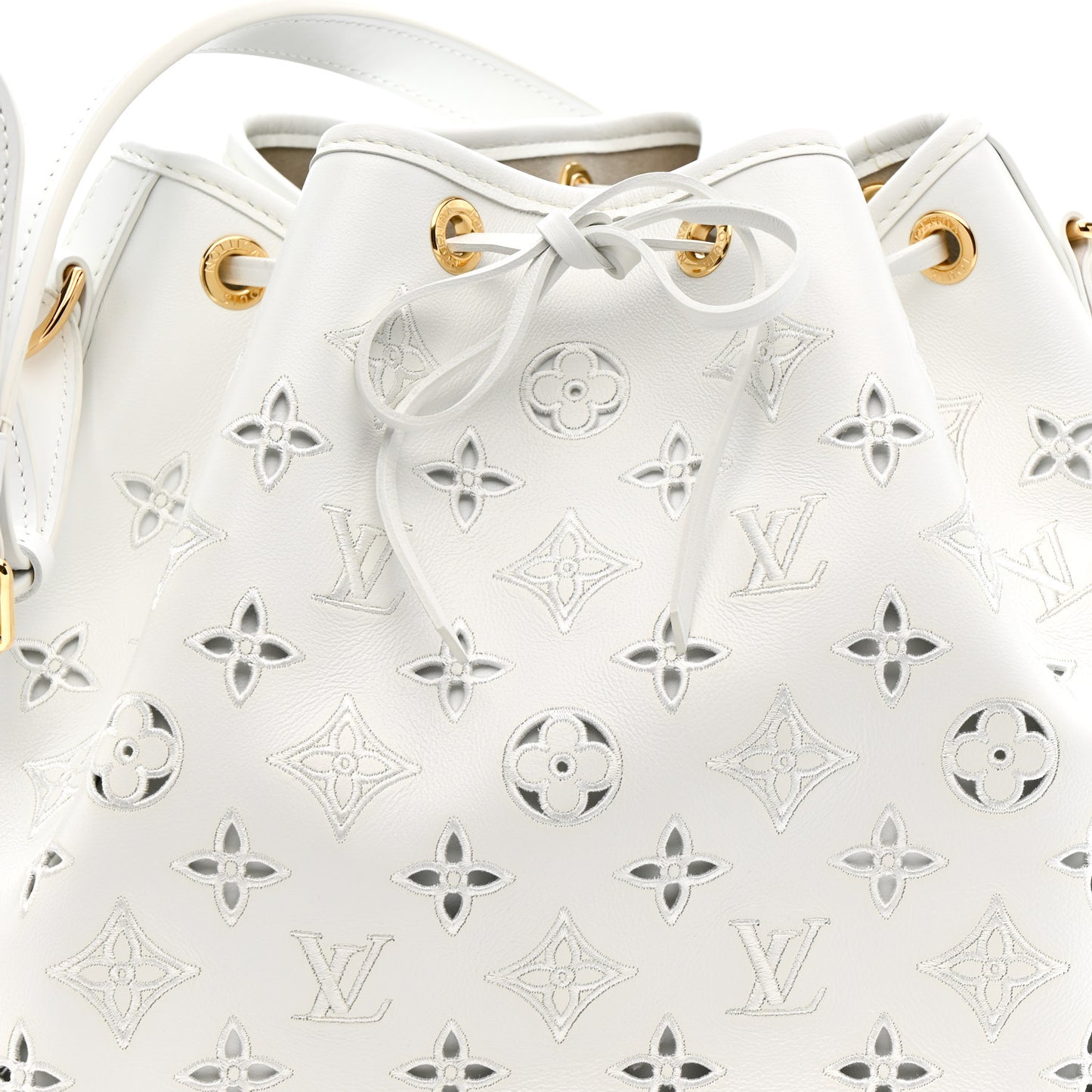 Calfskin Monogram Cutout Petit Noe White