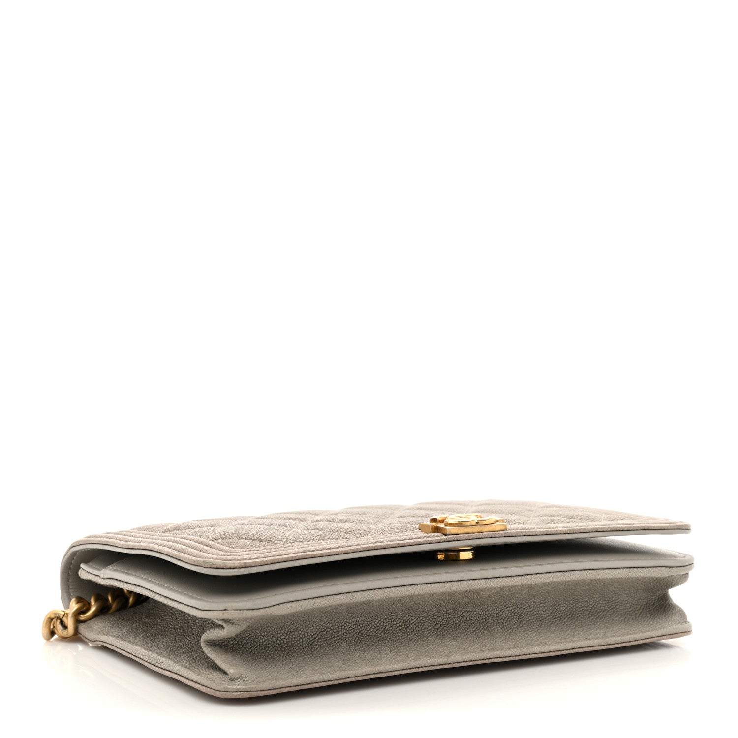 Chanel Caviar Quilted Boy Wallet On Chain WOC Grey 4 of 17