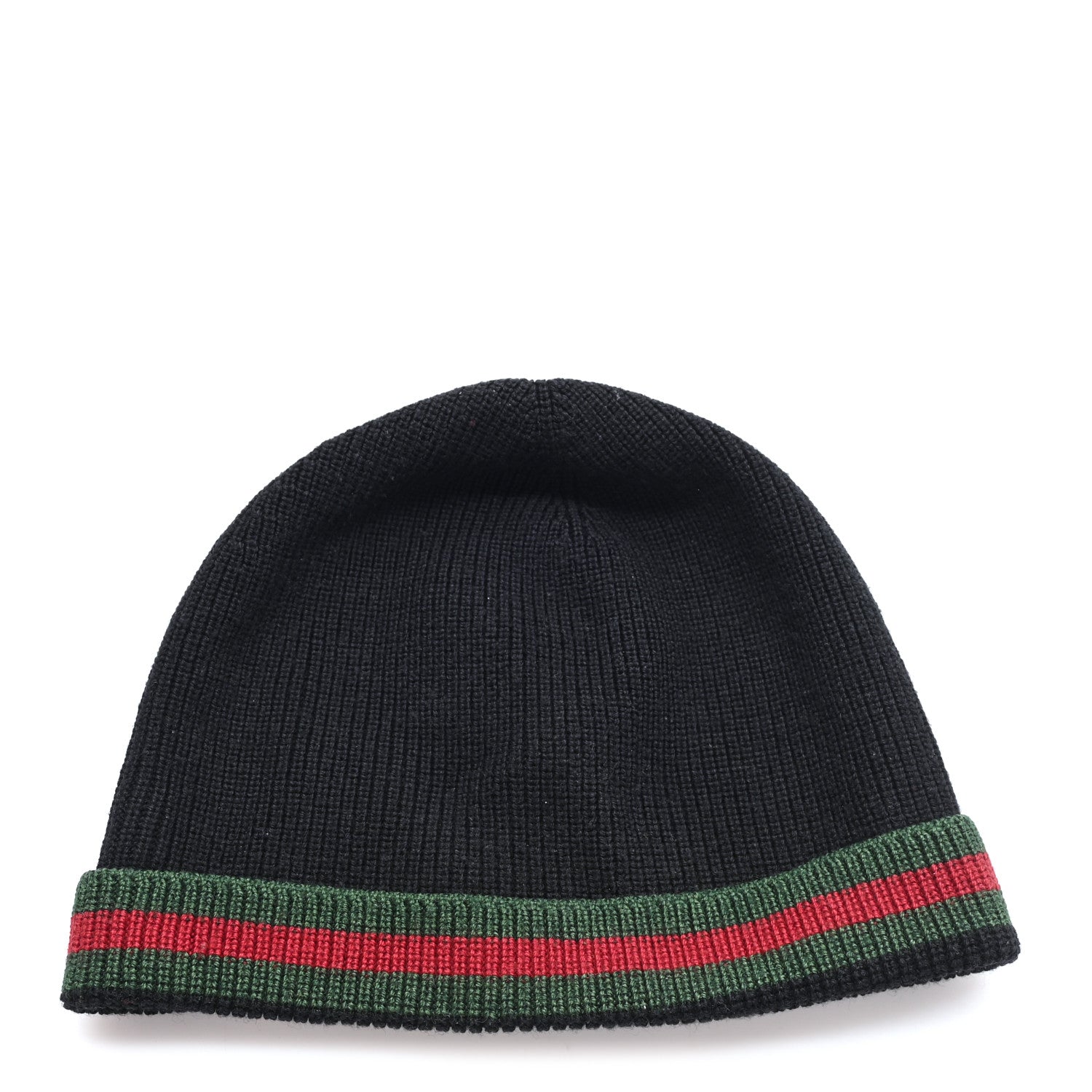 Gucci Wool Silk Web Beanie Hat Black 1 of 5