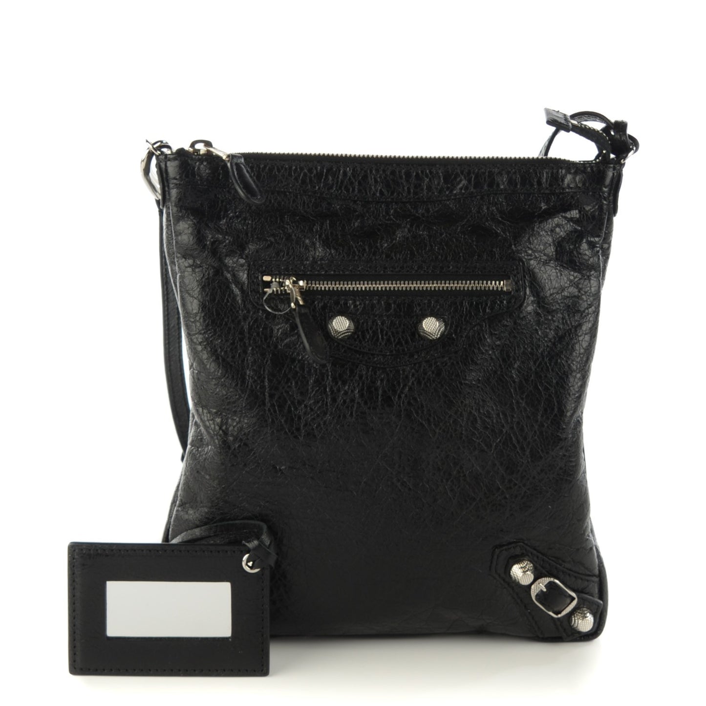 Agneau Giant 12 Silver Hardware Flat Crossbody Black