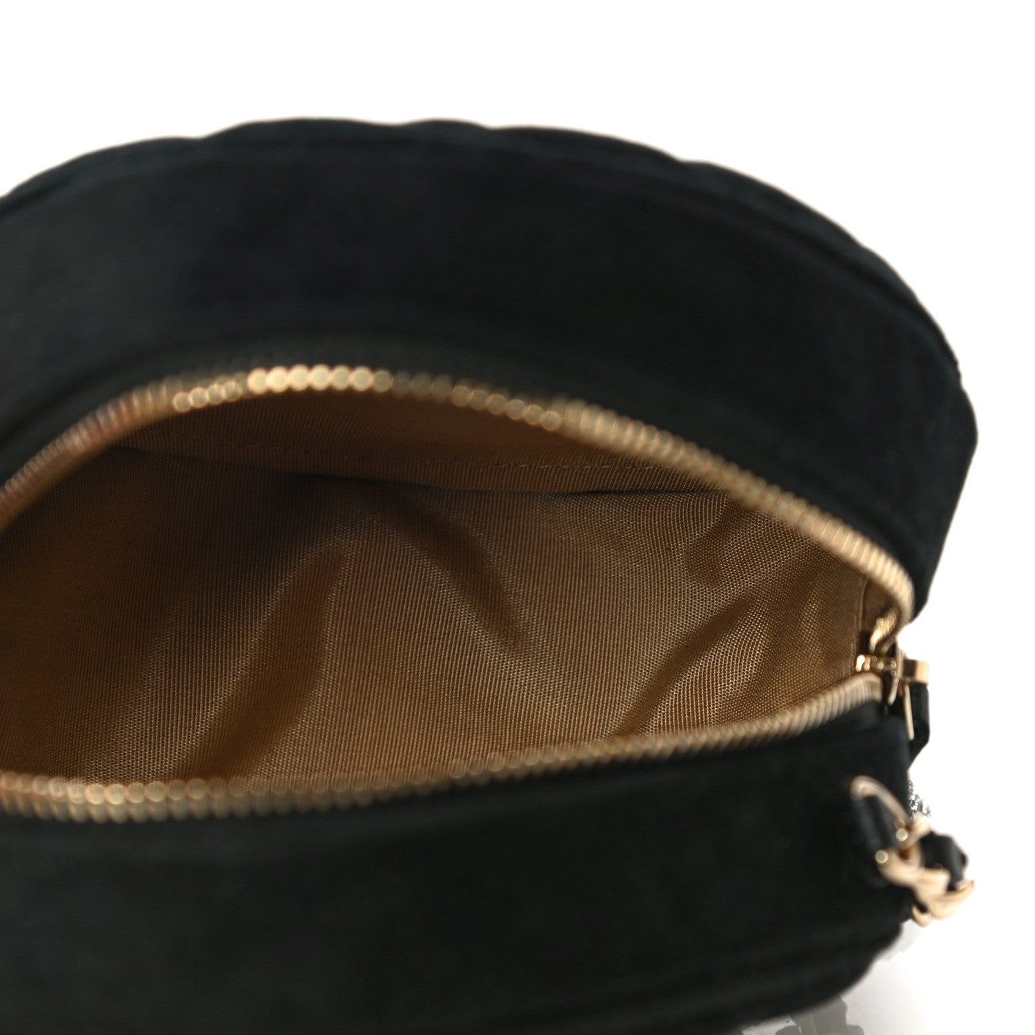 Chanel Velvet Quilted Pearl Crush Round Clutch With Chain Black 4 of 10
