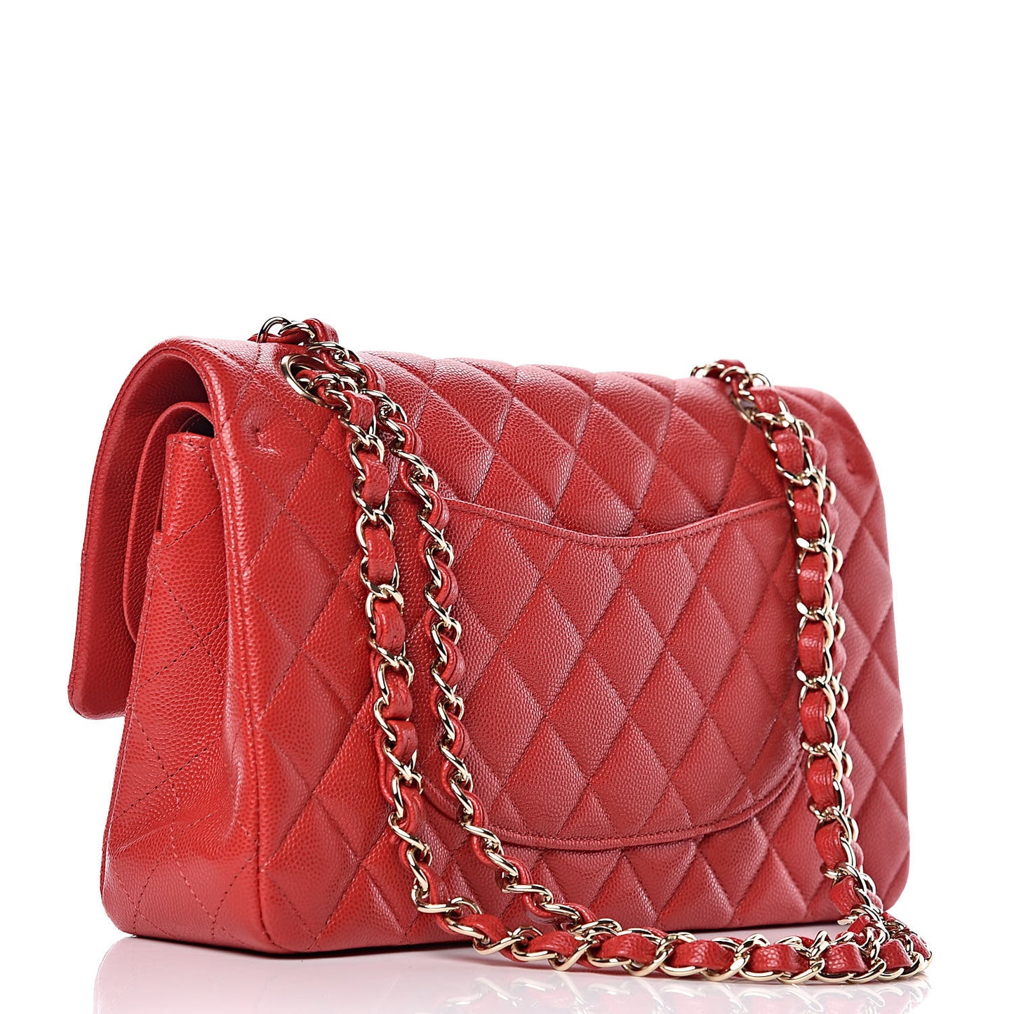 Caviar Quilted Medium Double Flap Red