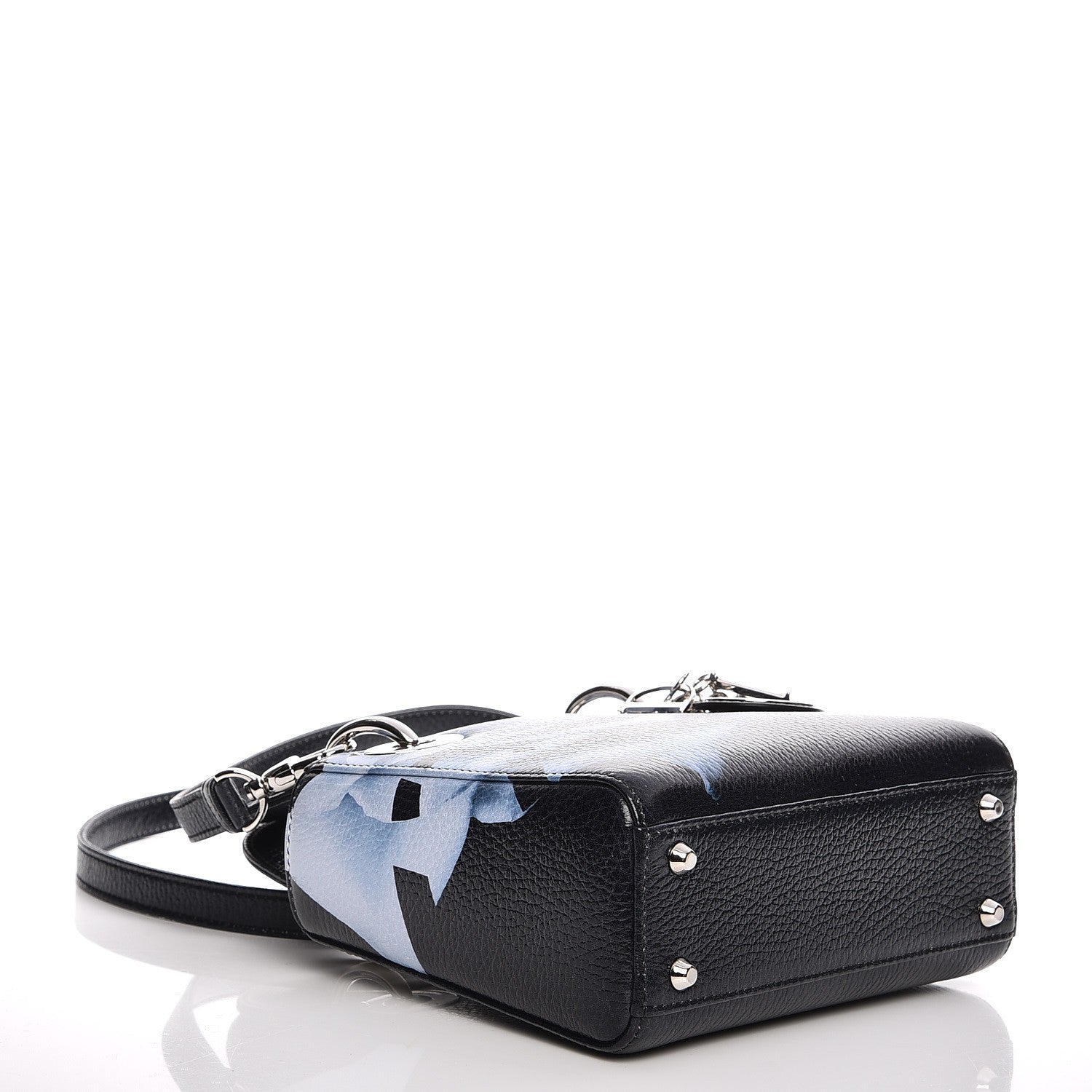 Christian Dior Deerskin Floral Printed Mini Lady Dior Black Blue 4 of 8