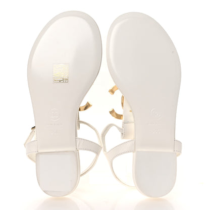 Chanel Lambskin CC Thong Sandals 36 White 7 of 11