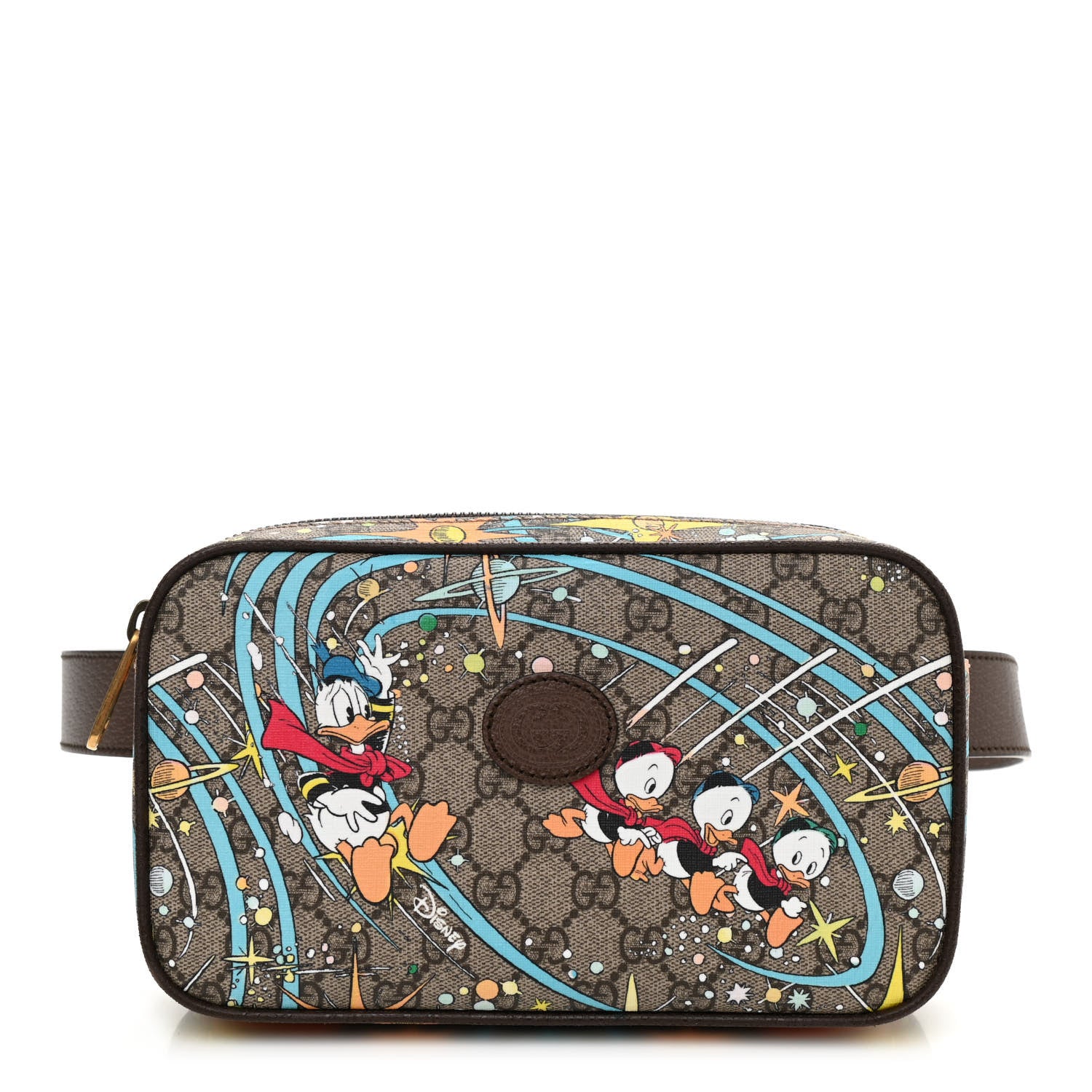 Gucci X DISNEY GG Supreme Monogram Donald Duck Small Interlocking G Belt Bag 90 36 Beige Multicolor New Acero 1 of 10