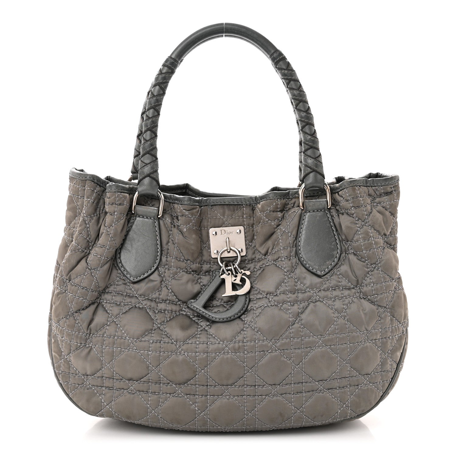 Christian Dior Nylon Cannage Tote Gray 1 of 13