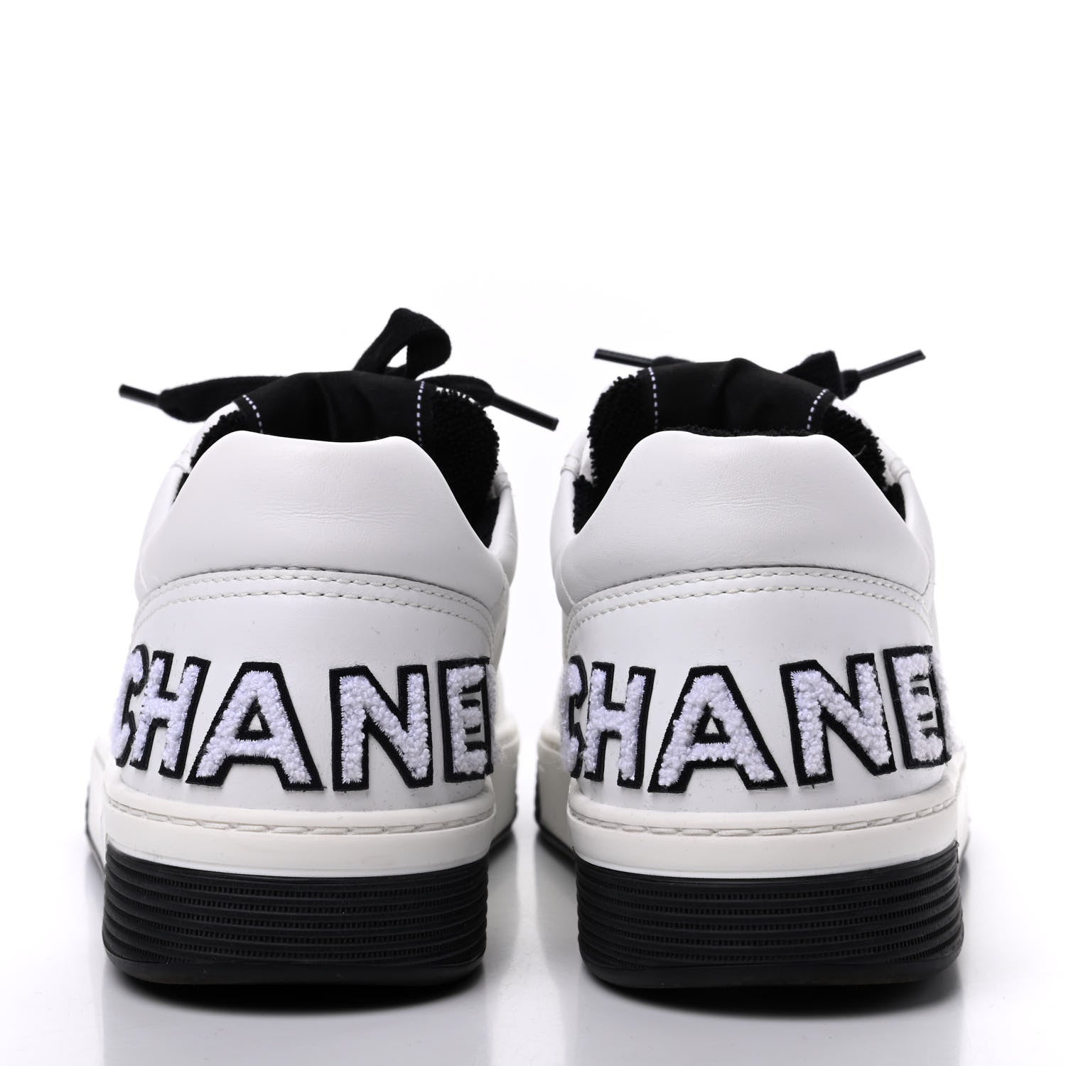 Chanel Calfskin Womens Logo Sneakers 40 White Black 5 of 9