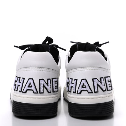 Chanel Calfskin Womens Logo Sneakers 40 White Black 5 of 9