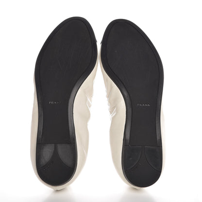 Prada Vernice Cap Toe Ballet Flats 35.5 White Black 6 of 10