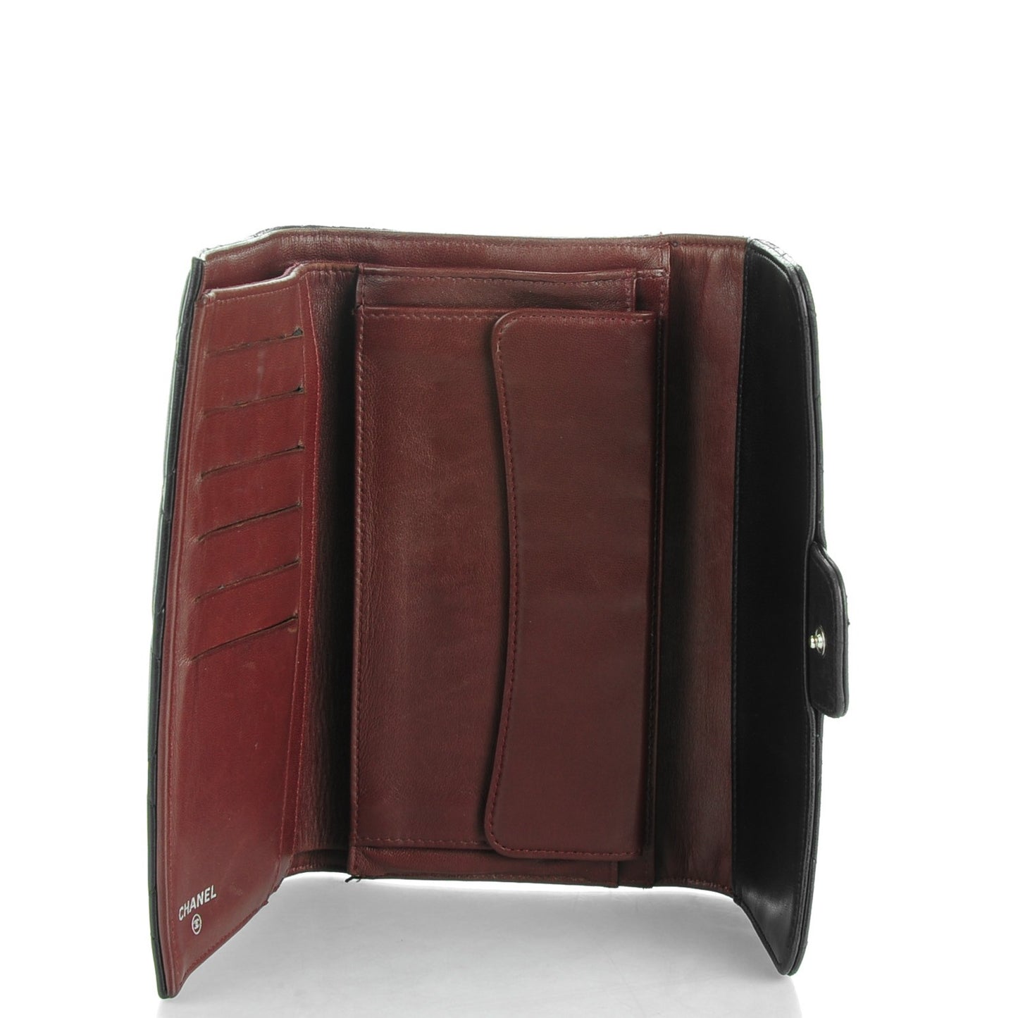 Lambskin Quilted Large Flap Wallet Black