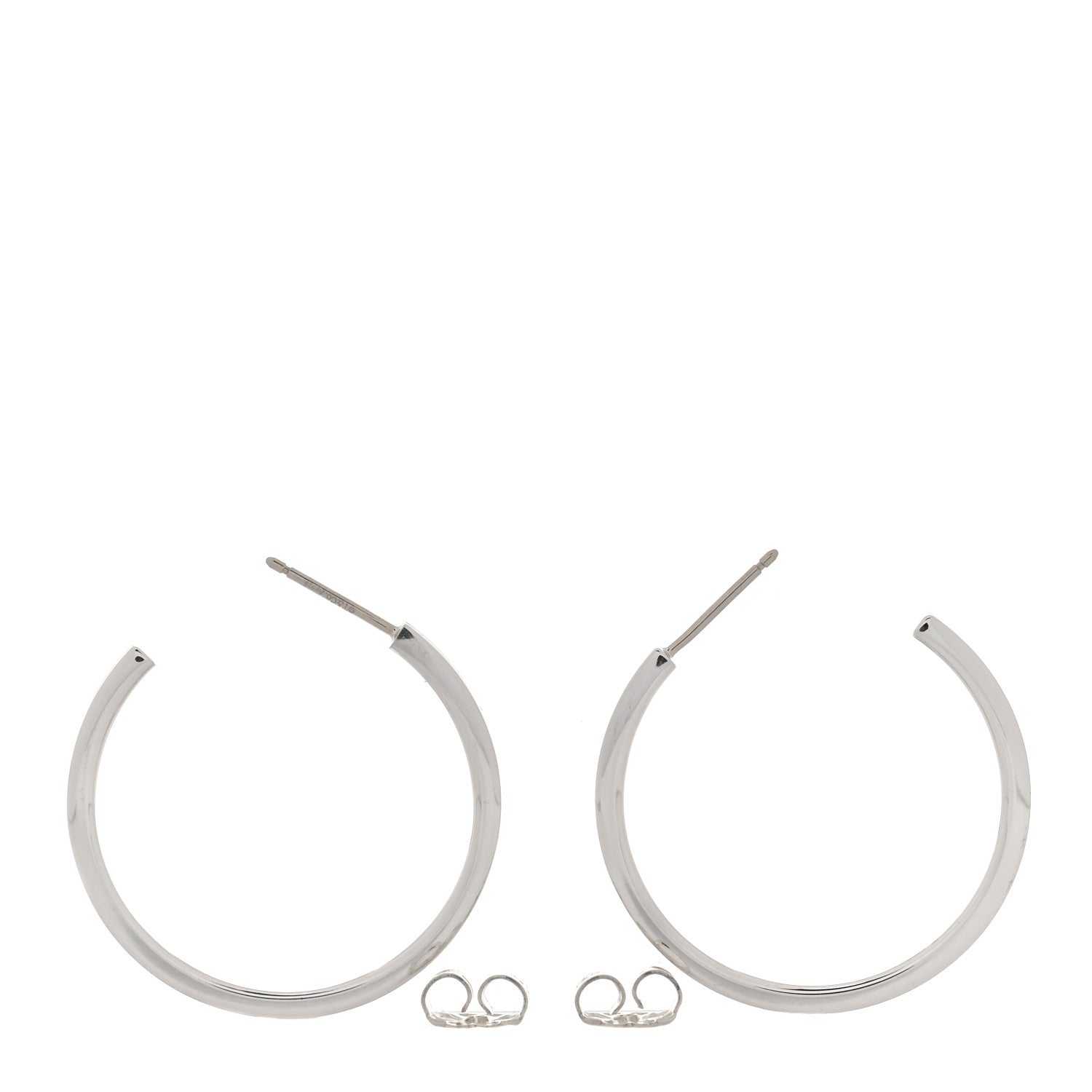 Tiffany Sterling Silver 1837 Medium Narrow Hoop Earrings 3 of 6