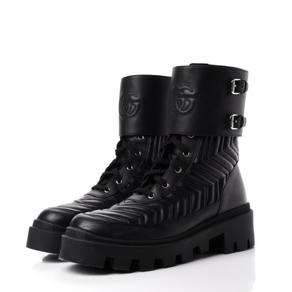 Gucci Nappa Frances GG Matelasse Platform Combat Boots 42 Black 3 of 10