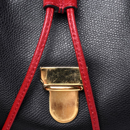 Fendi Vitello Cruise Bi-Color FF 1974 Embossed F is Fendi Drawstring Backpack Black Fragola Maya 11 of 20