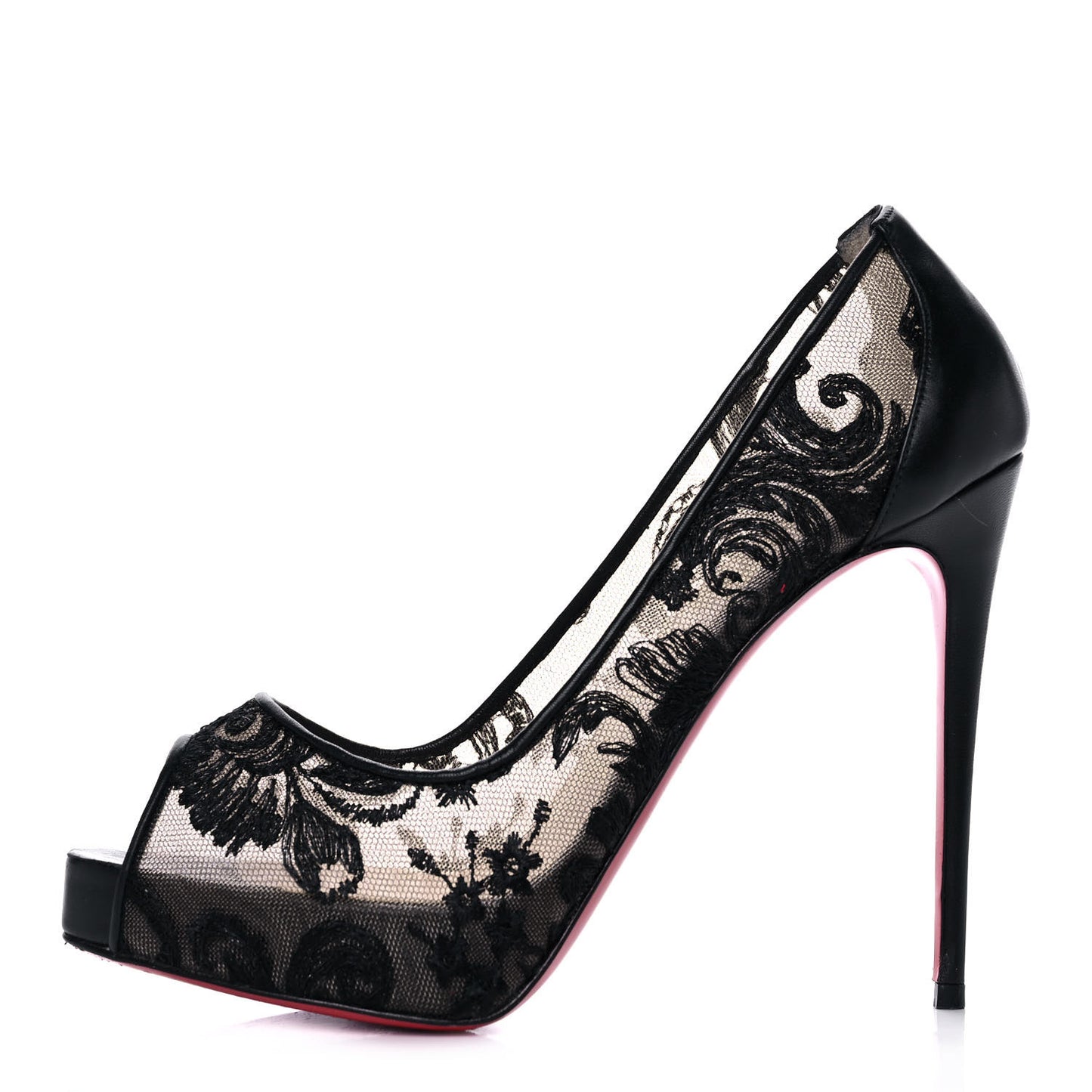 Dentelle Chantilly Follies Lace 100 Peep Toe Pumps 36.5 Black
