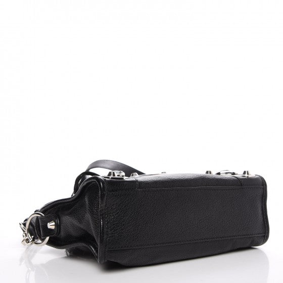 Chevre Silver Metallic Edge Hardware Mini City Black