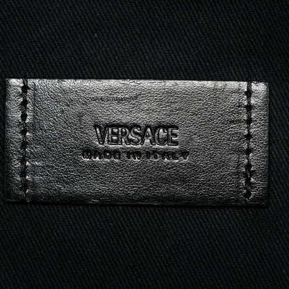 Versace Coated Canvas Calfskin La Greca Signature Tote Bag Black Khaki 6 of 14
