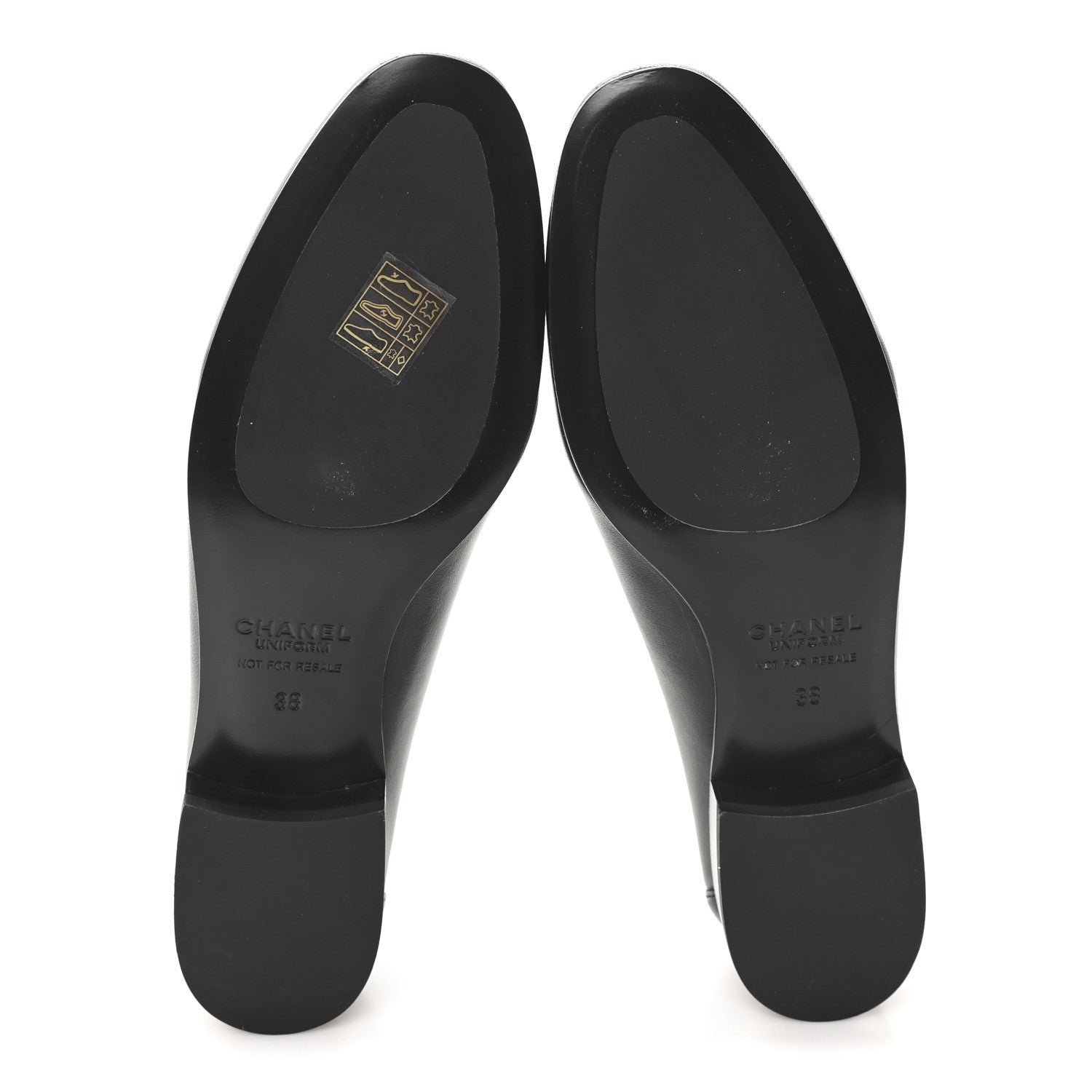 Chanel Calfskin Womens Stitched CC Loafers 38 Black 6 of 10
