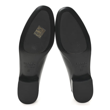 Chanel Calfskin Womens Stitched CC Loafers 38 Black 6 of 10