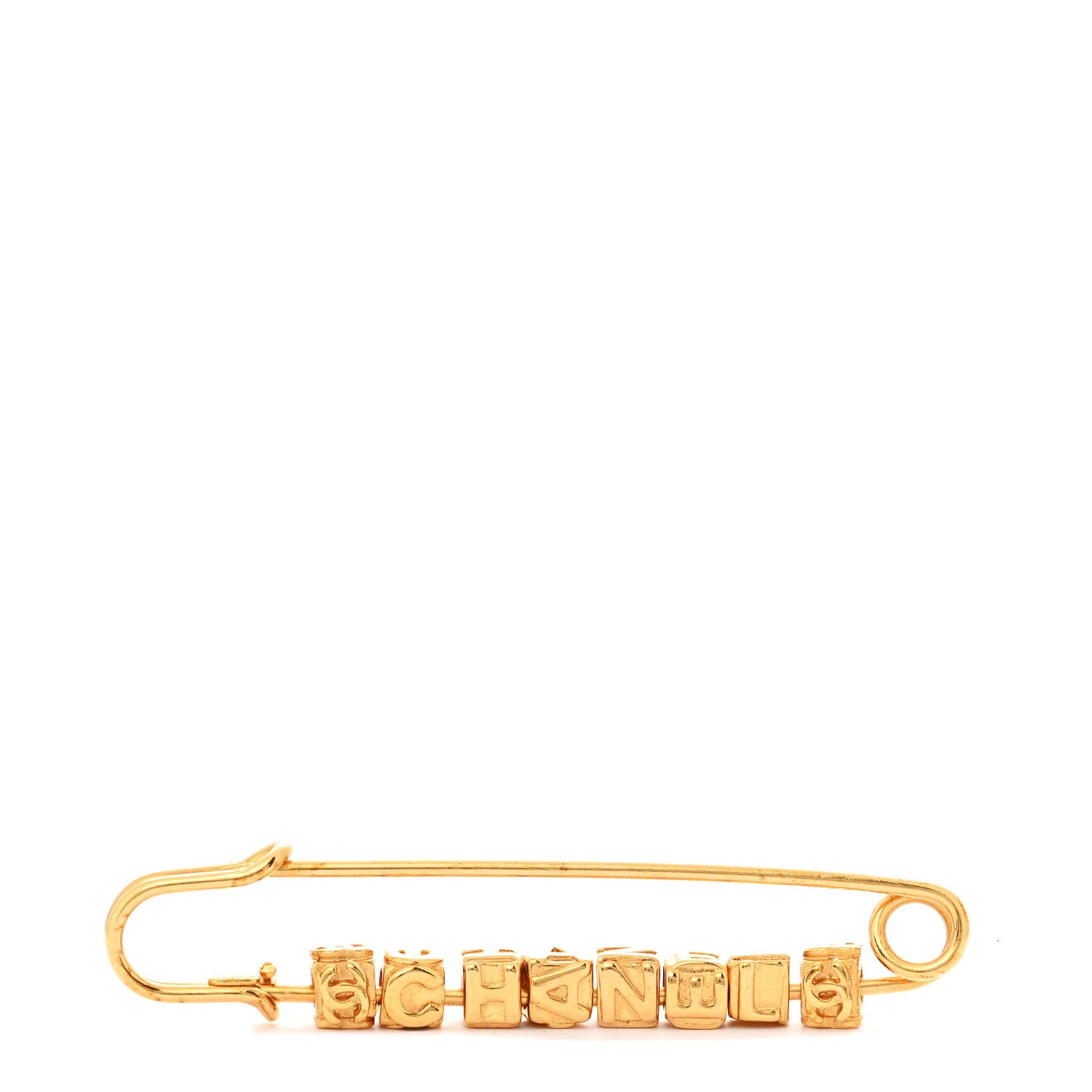 Chanel Metal Safety Pin Brooch Gold 1 of 4