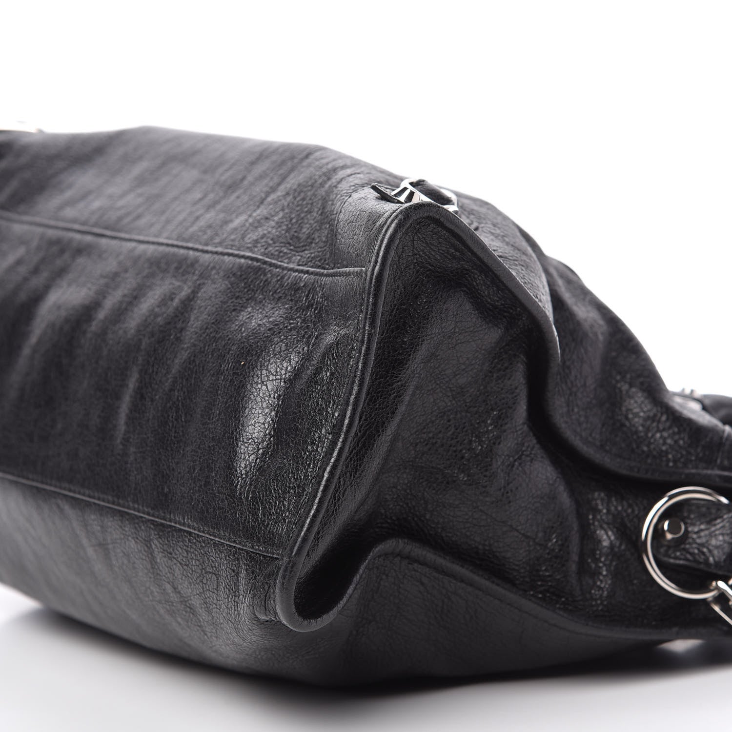 Balenciaga Agneau Classic Silver Hardware City Logo Strap Black White 7 of 9