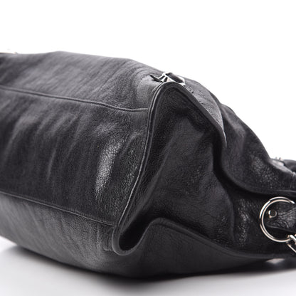 Balenciaga Agneau Classic Silver Hardware City Logo Strap Black White 7 of 9