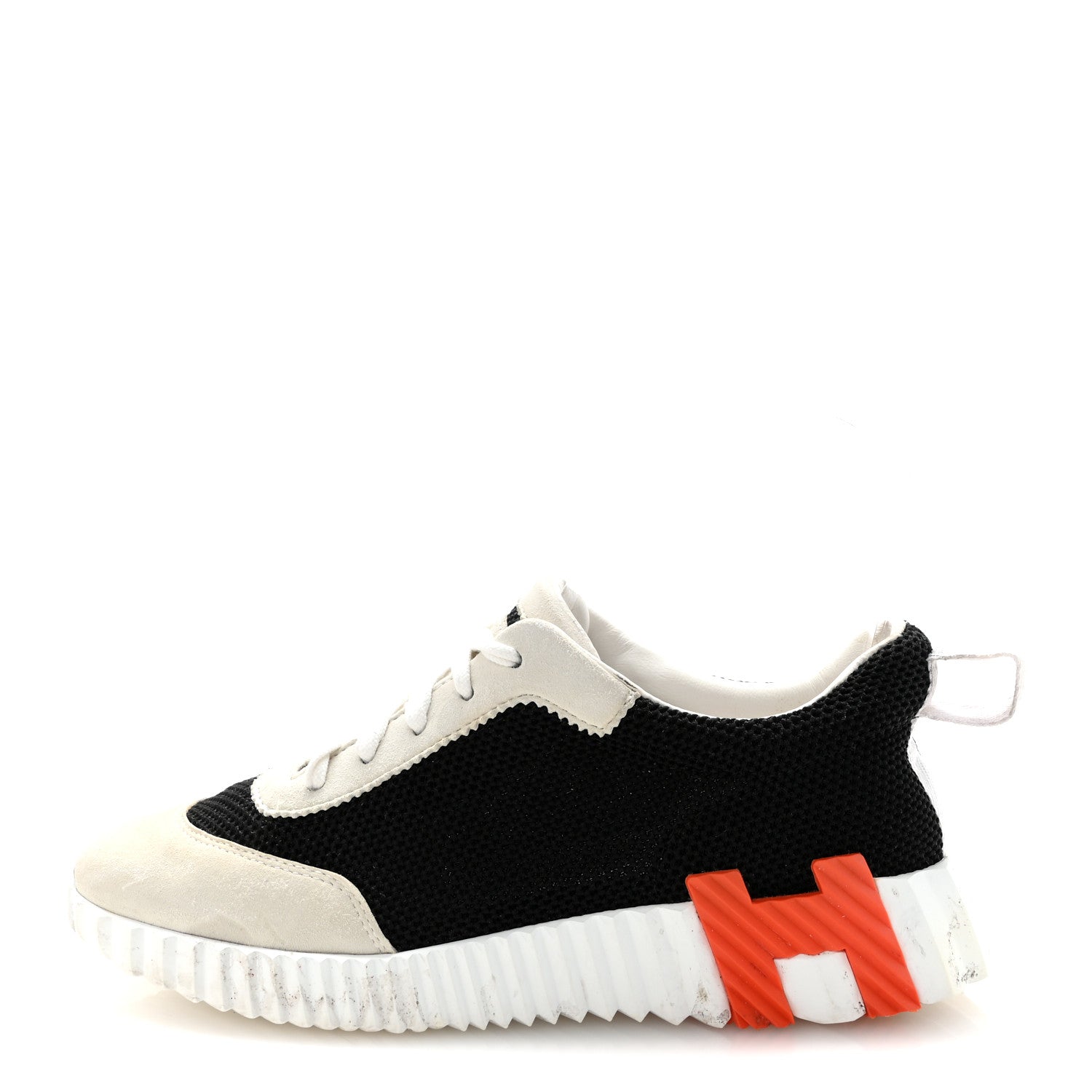 Hermes Air Mesh Suede Goatskin Bouncing Sneakers 35 Black Orange 1 of 9