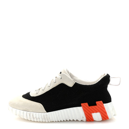 Hermes Air Mesh Suede Goatskin Bouncing Sneakers 35 Black Orange 1 of 9