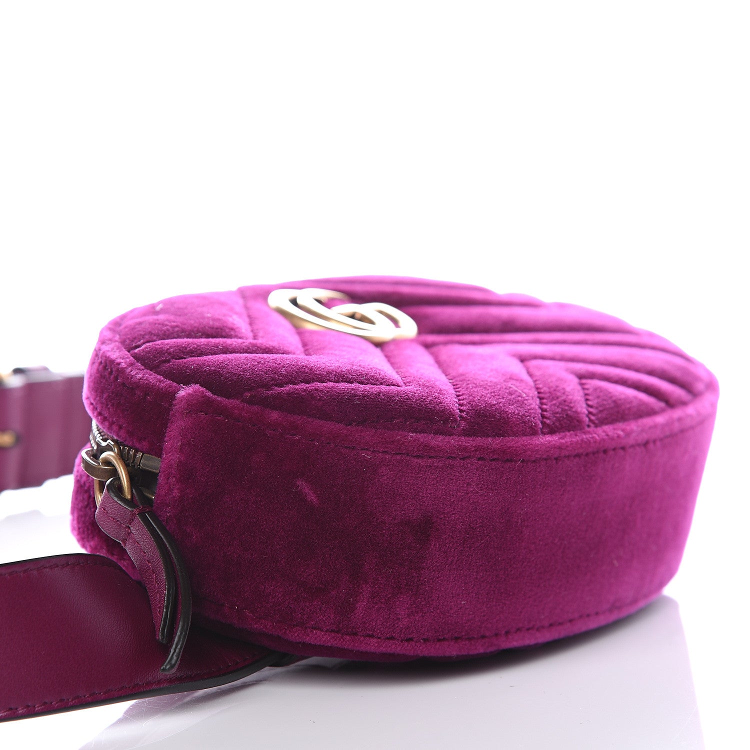 Gucci Velvet Matelasse GG Marmont Belt Bag 85 34 Fuchsia Violet Cyclamen 8 of 13