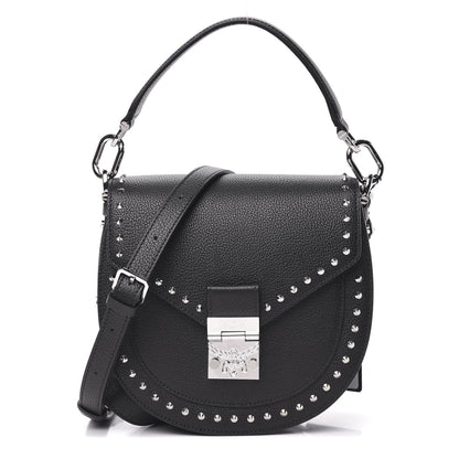 MCM Grained Calfskin Small Patricia Studded Crossbody Bag Black 1 of 9