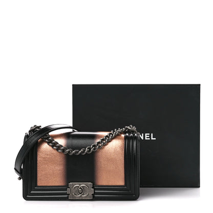 Chanel Metallic Glazed Calfskin Medium Boy Flap Pink Black 12 of 12