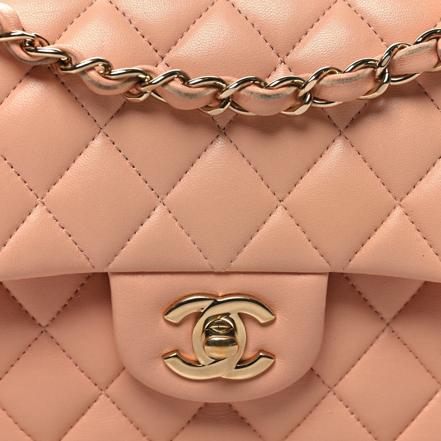 Lambskin Quilted Small Double Flap Light Pink