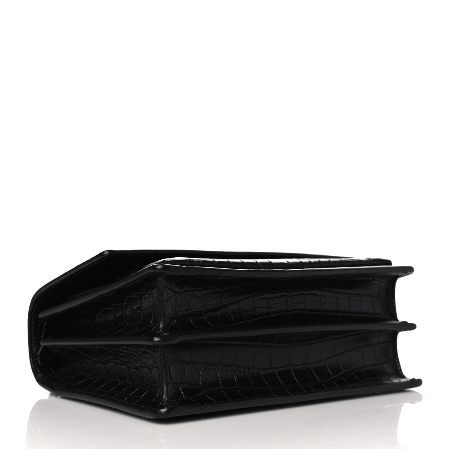 Calfskin Crocodile Embossed Medium Monogram Sunset Black
