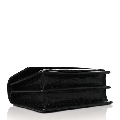 Saint Laurent Calfskin Crocodile Embossed Medium Monogram Sunset Black 4 of 10