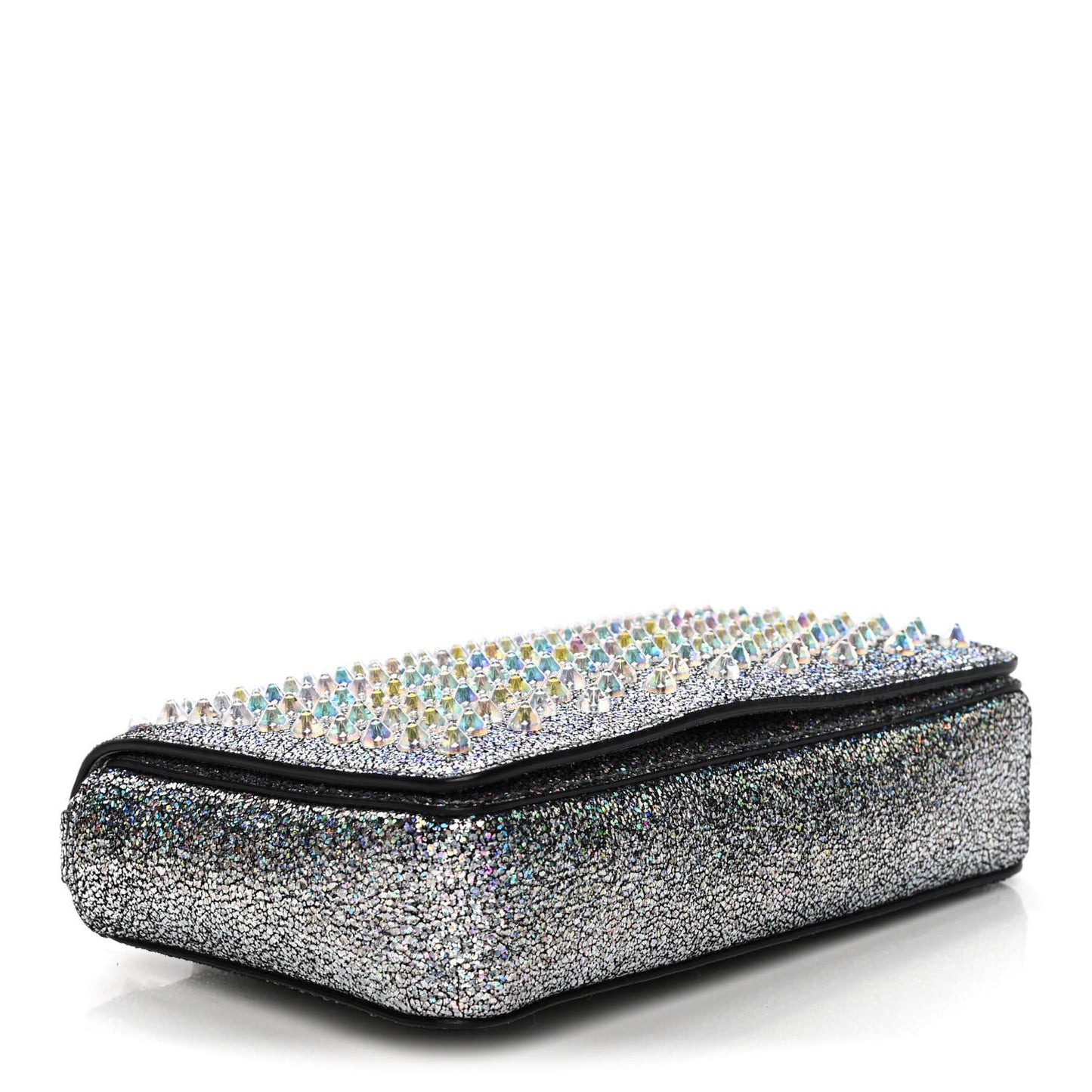 Nappa Mica PVC Glitter Spiked Zoompouch Crossbody Silver