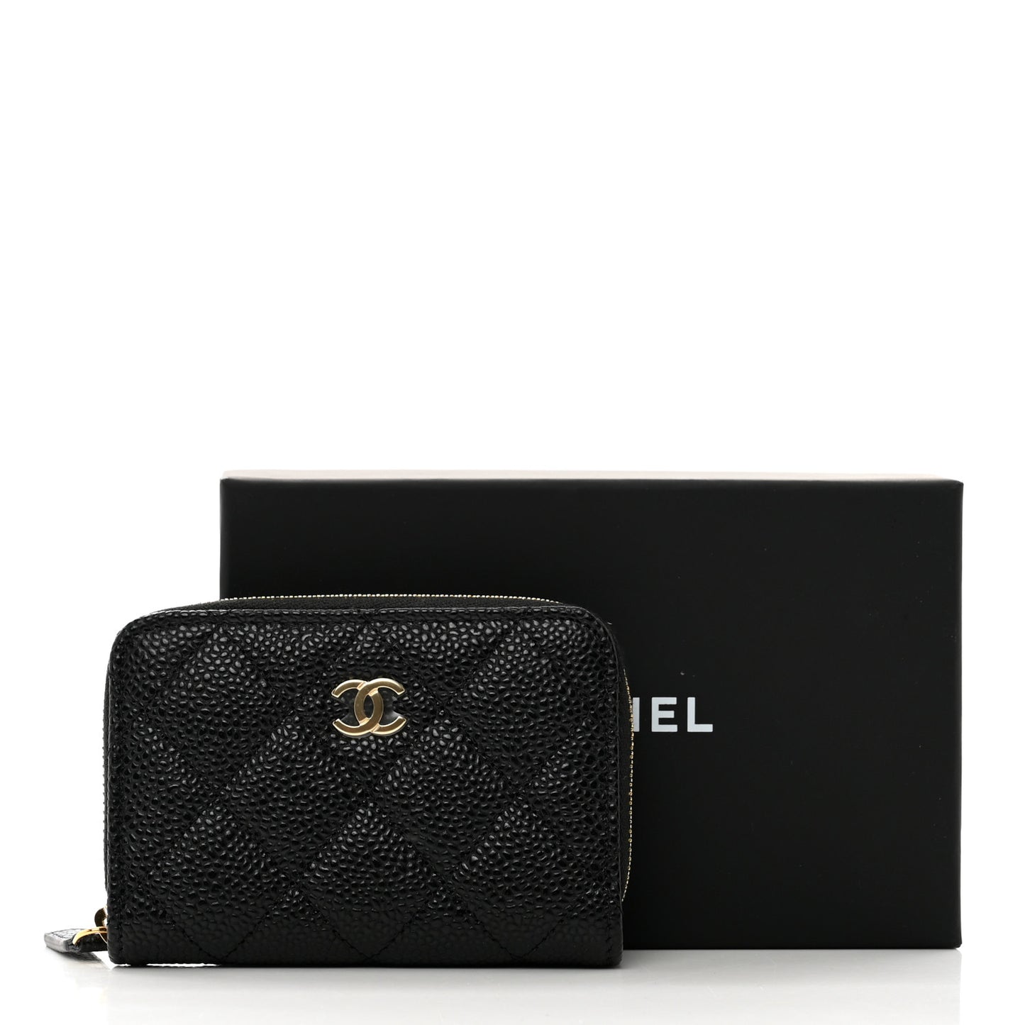 Caviar Quilted Zip Coin Purse Black
